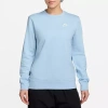 Nike Womens Crew Neck Long Sleeve Sweatshirt In Blue