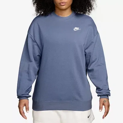 Nike Womens Crew Neck Long Sleeve Sweatshirt In Blue