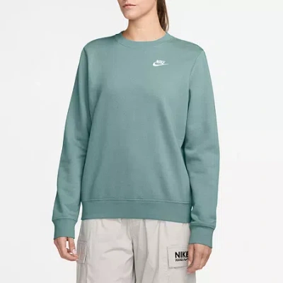 Nike Womens Crew Neck Long Sleeve Sweatshirt In Green