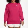 Nike Womens Crew Neck Long Sleeve Sweatshirt In Pink
