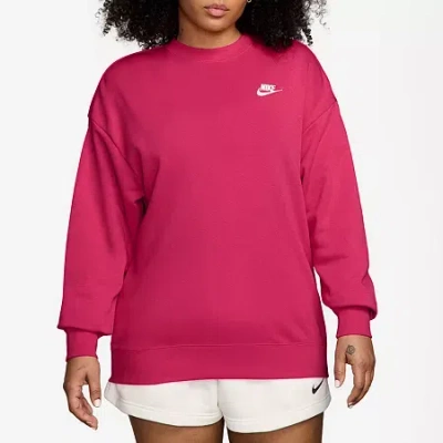 Nike Womens Crew Neck Long Sleeve Sweatshirt In Pink