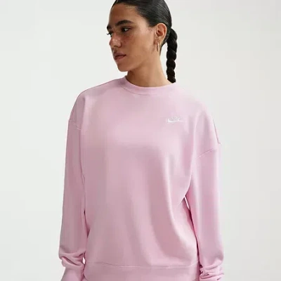 Nike Womens Crew Neck Long Sleeve Sweatshirt In Pink