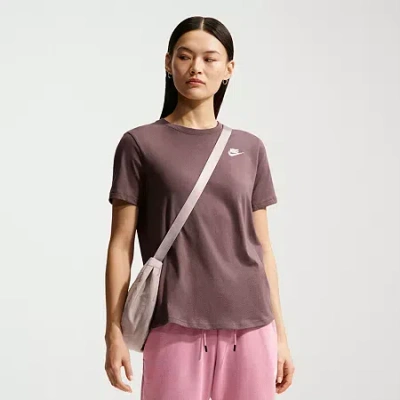 Nike Womens Crew Neck Short Sleeve Active T-shirt In Brown