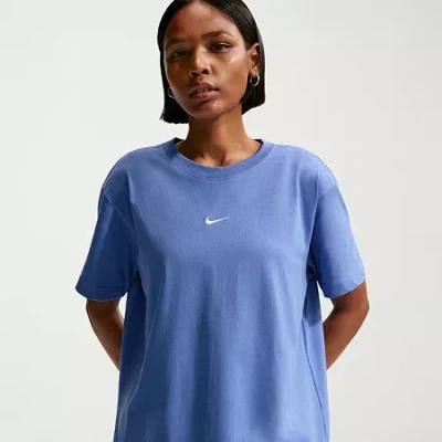 Nike Womens Crew Neck Short Sleeve Active T-shirt In Blue