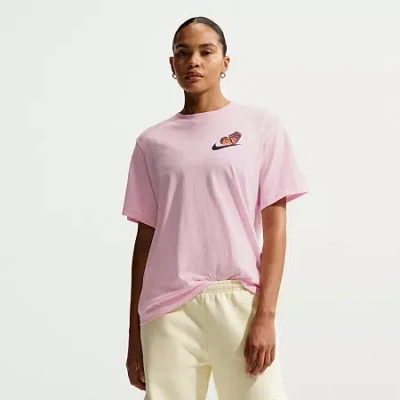 Nike Womens Crew Neck Short Sleeve Active T-shirt In Pink