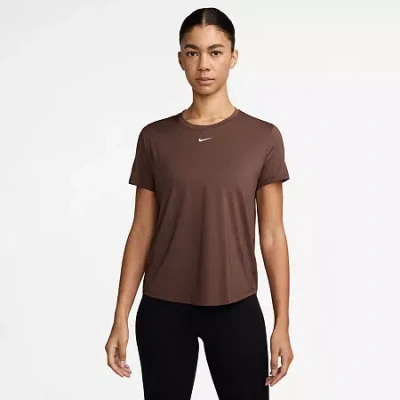 Nike Womens Crew Neck Short Sleeve Quick Dry Active T-shirt In Brown
