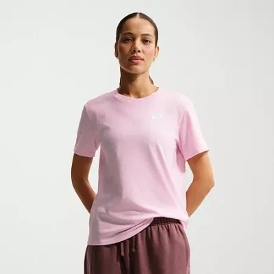 Nike Womens Crew Neck Short Sleeve T-shirt In Pink
