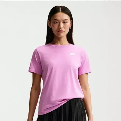 Nike Womens Crew Neck Short Sleeve T-shirt In Pink