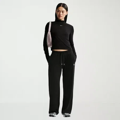 Nike Womens Drawstring Waist Lightweight Moisture Wicking Straight Regular Fit Sweatpant In Black