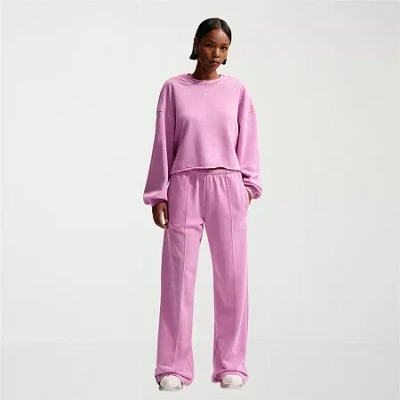 Nike Womens Drawstring Waist Lightweight Straight Loose Fit Sweatpant In Pink