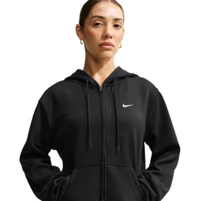 Nike Womens Dri-fit Studio Fleece Sport Full Zip Hoodie In Black