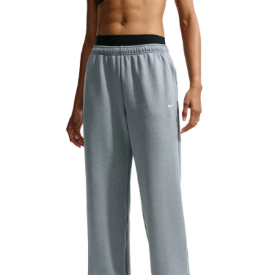 Nike Womens Dri-fit Studio Fleece Sport Mid Open Hem Pant In Gray