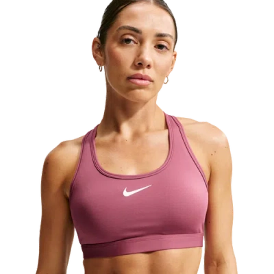 Nike Womens Dri-fit Swoosh Medium Support Bra In Pink