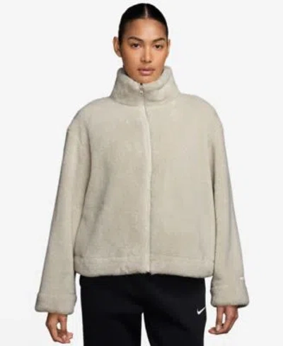 Nike Womens Essential Sherpa High Pile Fleece Jacket In Neutral