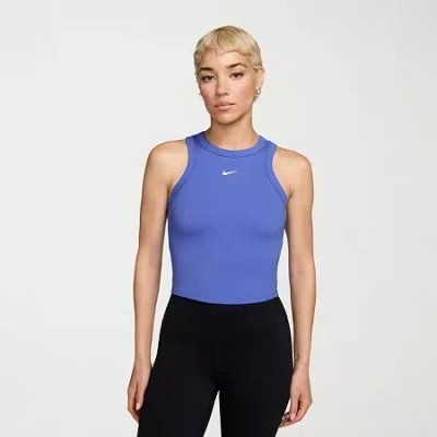 Nike Womens High Neck Sleeveless Active Tank Top In Blue