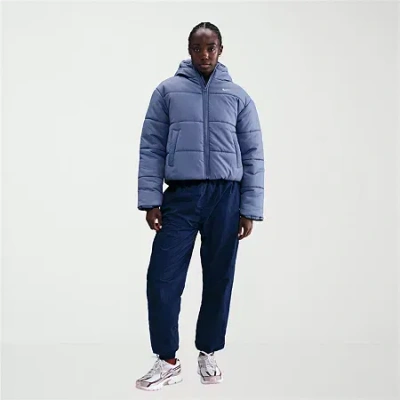 Nike Womens Hooded Water Resistant Heavyweight Puffer Jacket In Blue