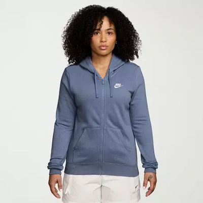 Nike Womens Long Sleeve Fleece Zipper Active Hoodie In Blue