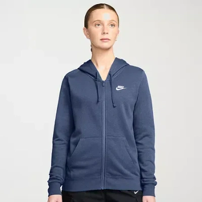 Nike Womens Long Sleeve Fleece Zipper Active Hoodie In Blue
