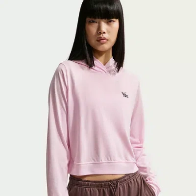 Nike Womens Long Sleeve Moisture Wicking Active Hoodie In Pink