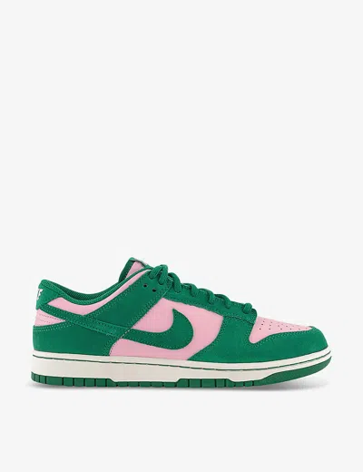Nike Womens Medium Soft Pink Malachi Dunk Low Panelled Leather Low-top Trainers In Multi
