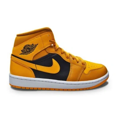 Pre-owned Nike Womens  Air Jordan 1 Mid - Bq6472 700 - Chutney Taxi Black White In Yellow