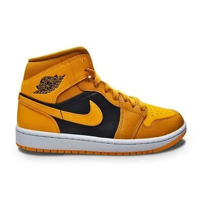 Pre-owned Nike Womens  Air Jordan 1 Mid - Bq6472 700 - Chutney Taxi Black White In Yellow