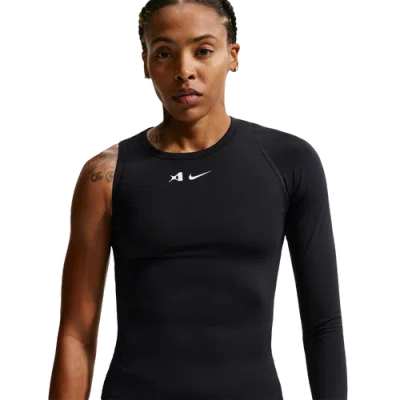 Nike Womens  A'ja Dri-fit A'symmetric Long Sleeve Top In Black