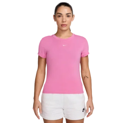 Nike Womens  Chill Knit Crop T-shirt In Pink