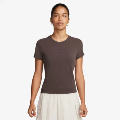 Nike Womens  Chill Knit Crop T-shirt In Brown