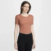 Nike Women's  Sportswear Chill Knit Tight Scoop-back Short-sleeve Mini-rib Top In Terra Blush/sail
