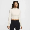 Nike Women's  Sportswear Chill Knit Slim Long-sleeve Cropped Sweater 1/2-zip Top In Lt Orewood Brown/sail