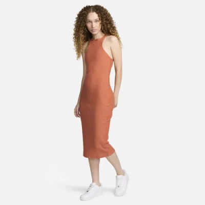 Nike Womens  Chill Knit Rib Dress In Brown
