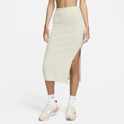 Nike Womens  Chill Knit Rib Skirt In Lt Orewood Brown/lt Orewood Brown