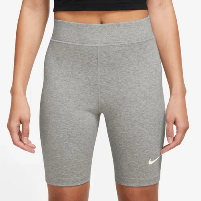 Nike Womens  Classic Hr 8" Shorts In Dark Grey Heather/sail