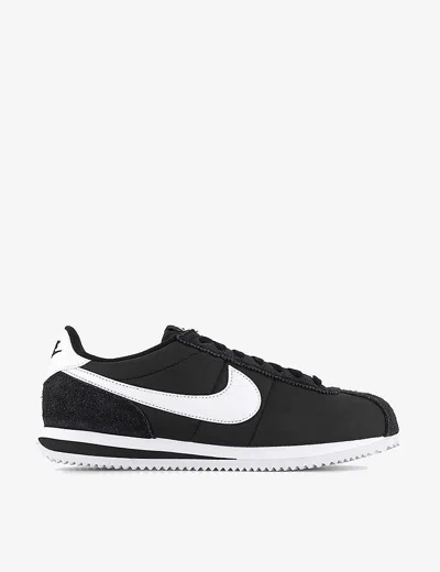 Nike Womens  Cortez Swoosh-logo Leather Low-top Trainers In Black