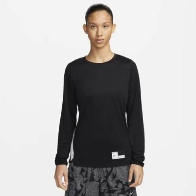 Nike Womens  Dri-fit L/s Pregame Top In White/black/white