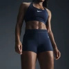 Nike Women's  Pro Mid-rise 3" Mesh-paneled Shorts In Armory Navy/white