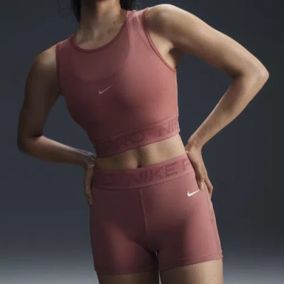Nike Womens  Dri-fit Medium Rise 3" Mesh Shorts In Canyon Pink/white