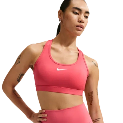 Nike Womens  Dri-fit Swoosh Medium Support Bra In Red