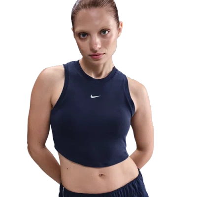 Nike Womens  Essential Rib Crop Tank In Blue