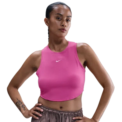 Nike Womens  Essential Rib Crop Tank In Pink