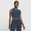 Nike Women's  Sportswear Chill Knit Tight Cropped Mini-rib Tank Top In Armory Navy/sail