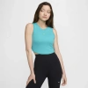 Nike Women's  Sportswear Chill Knit Tight Cropped Mini-rib Tank Top In Sail/dusty Cactus