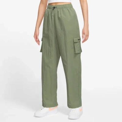 Nike Womens  Essential Woven Hr Cargo Pants In Green/black
