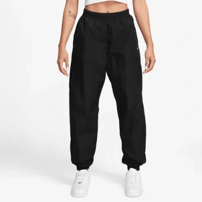 Nike Womens  Essential Woven Mid Rise Joggers In Black/white
