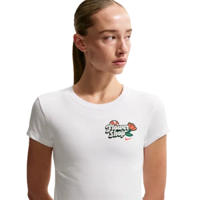 Nike Womens  Flower Shop Midcrop Tee In White