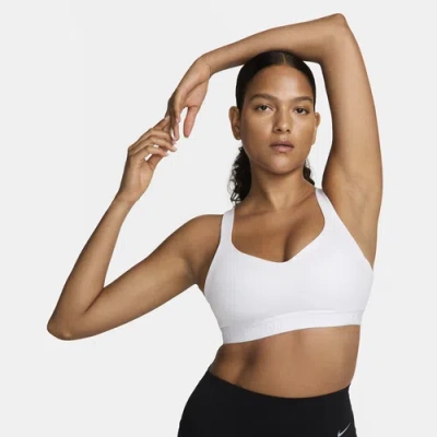 Nike Indy Dri-fit High Support Sports Bra In White/stone Mauve/white