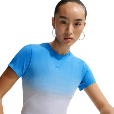 Nike Womens  Nsw Chill Crop Pnx Dip Dye T-shirt In Blue
