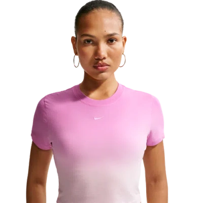 Nike Womens  Nsw Chill Crop Pnx Dip Dye T-shirt In Pink
