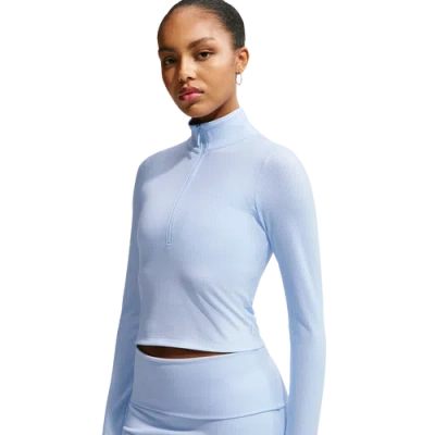 Nike Womens  Nsw Chill Knit Rib Quarter Zip Ls Top In Blue